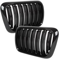Dvigubos priekinio bamperio grotelės BMW 3 E36 (96-99) Facelift, juodos blizgios