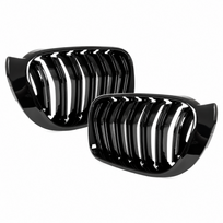 Dvigubos grotelės Performance BMW F25 / F26 LCI (14-18), juodos blizgios
