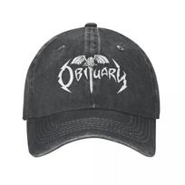American Death Metal Band Logo Music Unisex Baseball Cap Obituary Distressed Washed Hats Cap Outdoor Activities Snapback Cap One Size gray