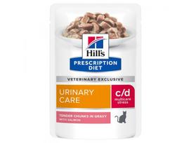 HILLS PD C/D MULTICARE URINARY STRESS kačių pašaro pakelis su lašiša 85 g