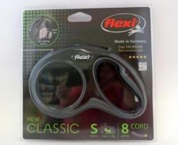 FLEXI NEW CLASSIC virvelinis pavadėlis S 8M iki 12KG juodas