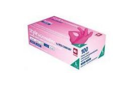 Nitrilinės be pudros Style pirštinės L, fuksijos spalvos, N100, Med-Comf / Grenadine