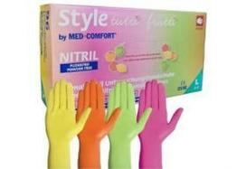 Nitrilinės be pudros Style pirštinės L, įvairių spalvų, N96, Med-Comf / Tutti-Frutti