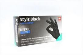 Nitrilinės be pudros Style pirštinės L, juodos, N100, Med-Comf / Black