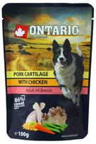 Ontario Šunims skirtos kiaulienos kremzlės su vištiena sultinyje, 100 g
