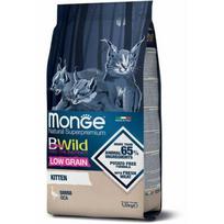 MONGE BWILD CAT Low Grain Kitten su žąsiena 1,5 kg