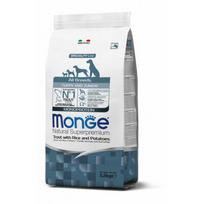 MONGE All Breeds Puppy & Junior su upėtakiu, ryžiais ir bulvėmis 12 kg