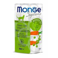 Monge Supreme pouches tunas su žaliaisiais žirneliais ir jaunomis morkomis Adult 80 g