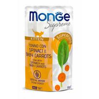 Monge Supreme pouches tunas su špinatais ir jaunomis morkomis Kitten 80 g