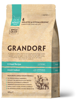 GRANDORF 4 mėsos – suaugusioms namuose laikomoms katėms – 400 g