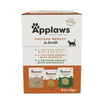 APPLAWS kačių porcija sultinyje, vištienos rinkinys 70 g x 12 vnt.
