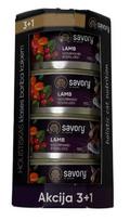 Savory Cat Can Adult Sterilised lamb 100 g x 4, rinkinys 3+1