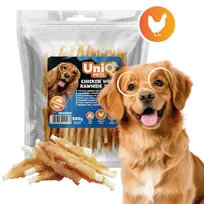 UniQ Pets – Chicken Wraps Rawhide Sticks - Jautienos lazdelė, apsukta vištiena, 500 g