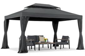 Antracito spalvos sodo paviljonas su užuolaidomis Valencia 3x4m Garden Point