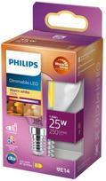Signify Philips LED classic WarmGlow lašo formos lemputė 25W E14 skaidri, reguliuojamo ryškumo
