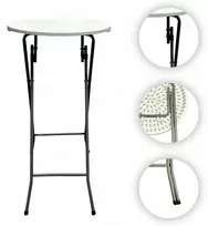 Nuforma Kokteilių staliukas baro maitinimui 110CM X 60 CM sulankstomas banketinis baltas