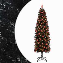 vidaXL Dirbtinė siaura kalėdinė eglutė su žaisliuku 180 cm 300 LED