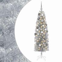 vidaXL Dirbtinė siaura kalėdinė eglutė su žaisliuku 180 cm 300 LED
