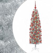 vidaXL Dirbtinė siaura kalėdinė eglutė su žaisliuku 180 cm 300 LED