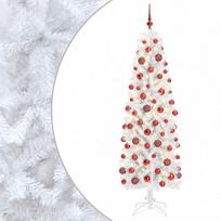 vidaXL Dirbtinė siaura kalėdinė eglutė su žaisliuku 240 cm 300 LED