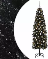 Dirbtinė siaura kalėdinė eglutė su žaisliuku 180 cm 300 LED
