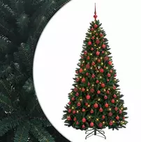 Dirbtinė tamsiai žalia Kalėdų eglutė su žaisliukais 180 cm