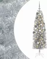 Dirbtinė siaura kalėdinė eglutė su žaisliuku 180 cm 300 LED