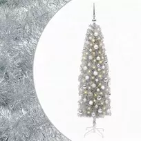 Dirbtinė siaura kalėdinė eglutė su žaisliuku 180 cm 300 LED