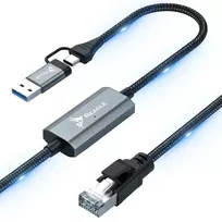 Kabelis USB Reagle USB-A + USB-C - RJ-45 2 m Juodai-pilka