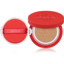 Missha Velvet Finish Cushion ilgai išliekantis makiažo pagrindas kempinėlėje SPF 50+ atspalvis #21 Neutral Light Beige 15 g