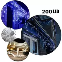 200 LED 8 metrai lempučių lauko girlianda varvekliai su baltu laidu, šaltai baltos spalvos flash