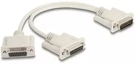 Delock Adapteris Kabelis Y Splitter D-Sub 15 Pin wtyk do 2 x D-Sub 15 Pin gniazdo su śrubami 30 cm (65833)