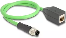 Delock M12 Kabelis D-kodowany 4 Pin Wtyk do RJ45 Lizdas PUR (TPU) 0,5 m (60571)