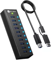 HUB USB Icy Box Box 10-Port USB 3.2 Gen 2 (10 Gpbs) Hub su 1x portem ładowania tabletu, su adapteriu 12 V/4 A, całkowicie metalowy (Club Hub 6110)