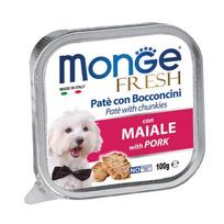 MONGE FRESH PAŠTETAS SU MĖSOS GABALIUKAIS SUAUGUSIEMS ŠUNIMS. SU KIAULIENA.100G