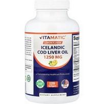 Vitamatic, Islandijos menkių kepenų aliejus, citrinų skonio, 1250 mg, 120 minkštųjų kapsulių