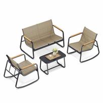 Lauko baldų komplektas SONGMICS GGF0028B01, 2 supamosios kėdės ir stalas, Ruda
