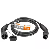 LAPP MOBILITY Type 2 elektromobilio įkrovimo kabelis, 7,4 kW, 7 m, juodas 61783