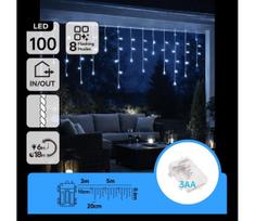 BRILAGI - LED lauko kalėdinė girlianda 100xLED/3xAA/8 funkcijų 8x0,6m IP44 šaltai balta