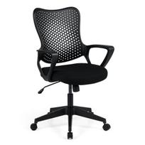 „Costway“ ergonomiška biuro kėdė su kvėpuojančiu tinklelio atlošu, reguliuojamo aukščio pasukama kėdė, juoda
