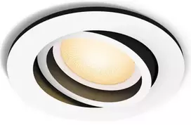 Lubinis šviestuvas Philips Hue Baltas ambiance Milliskin įleidžiamas prožektorius – su GU10 lempute – 70 mm išpjovos skersmuo – reguliuojama galvutė – siauras šviesos spindulys