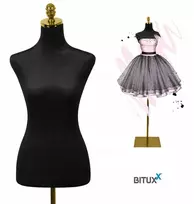 Siuvimo manekenas, torso ekspozicinis su auksine kojele, juodas, elegantiškas Bituxx (Ekspozicinė prekė)