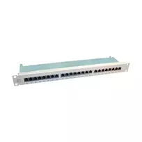 Kat.6 Class E 48,26cm 19Zoll-Patchpanel 24 P geschirmt grau