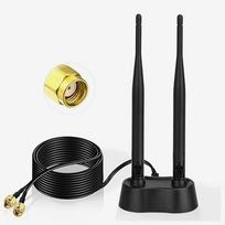 WiFi dviejų dažnių antena RP-SMA, 2.4/5 GHz, 7 dBi, su magnetine baze ir silikoniniu laidu