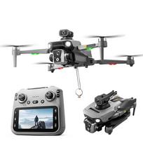 4K GPS dronas su kamera, kliūčių vengimu, ekranu nuotolinio valdymo pulte ir 3 baterijomis