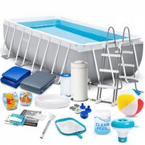 Sodo baseinas INTEX 400x200, pilnas rinkinys 18in1 su siurbliu, uždangalu ir paklotu