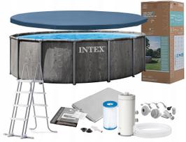 Baseinas Intex 457x122 cm su rėmu, pompa, dangčiu, kopėtėlėmis ir kilimėliu