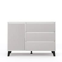 Komoda Mebelbos Borg 1d3s, 110x38,9x78,4 cm, balta/smėlio spalvos