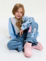 Sinsay - Pašiltinti wide leg džinsai su skalbimo efektu Stitch - mėlyna