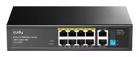 Cudy FS1010PG tinklo komutatorius Ne-valdomas Fast Ethernet (10/100) Maitinimas per Eternetą (PoE) Juoda
